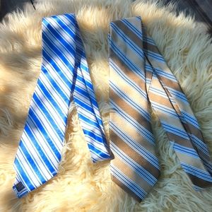 (2) 100% Silk Blue Striped Vintage Ties Club Room